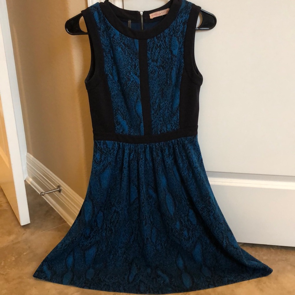 Blue Snakeskin Rebecca Taylor Knee Length Dress